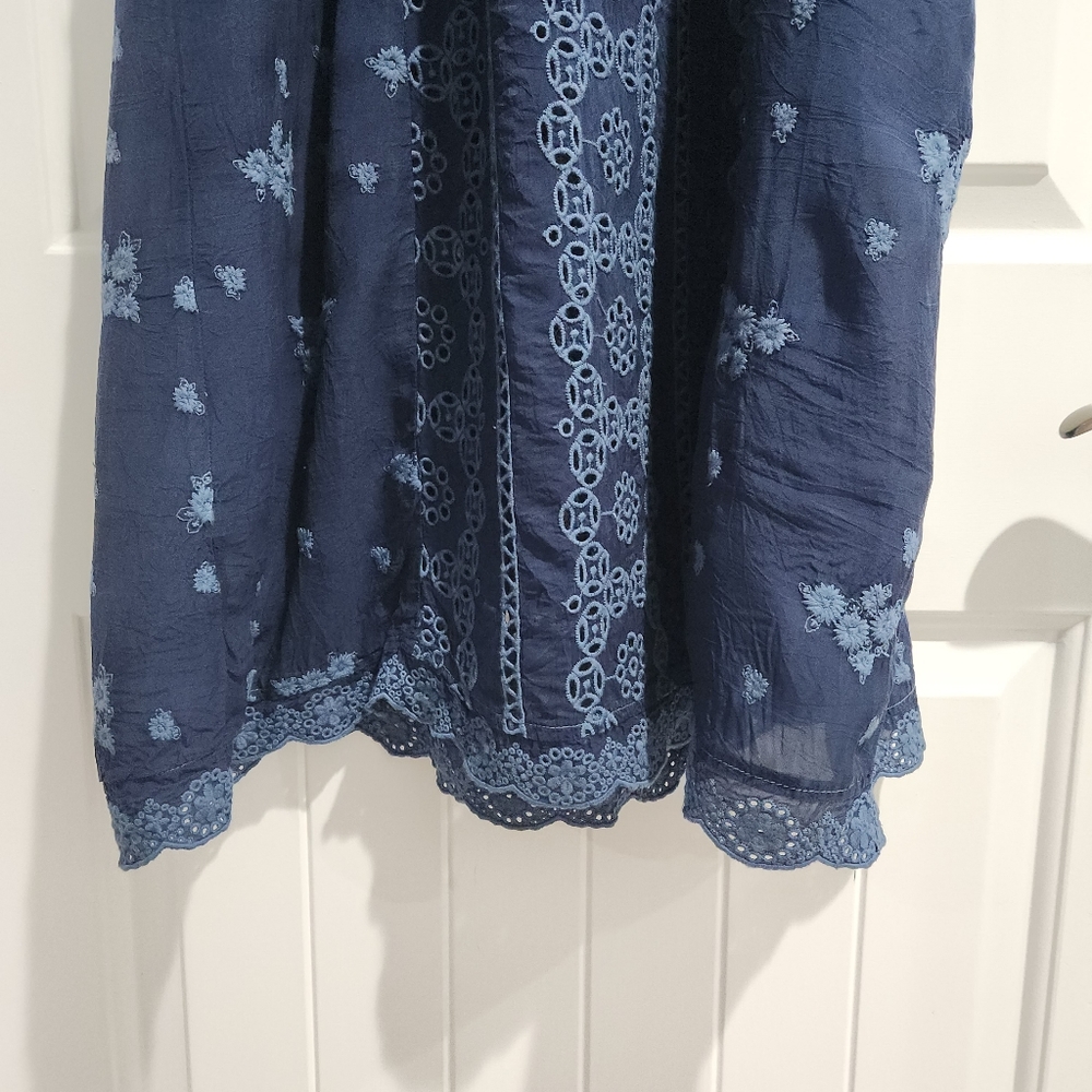 Johnny Was Blue Riza Embroidered Shift Dress size Small - Picture 9 of 9